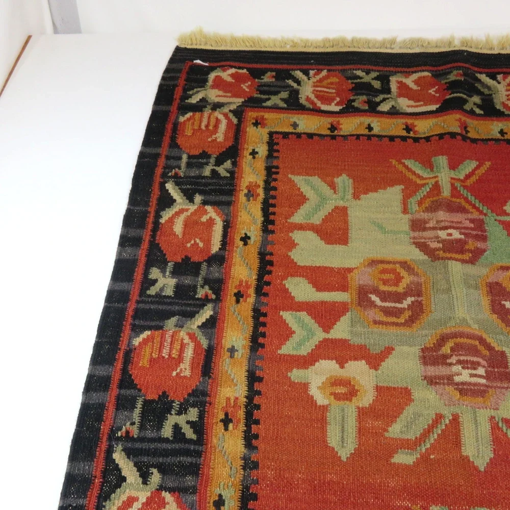 Kurdish Hand-Knotted Rug Wool Kilim Tribal-style Floral Motifs 64x38